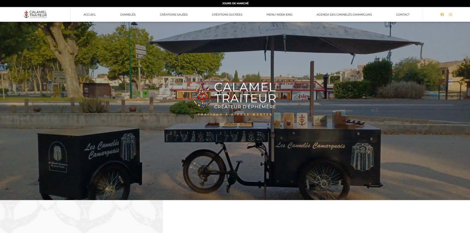 Capture de la page d’accueil du site Calamel Traiteur
