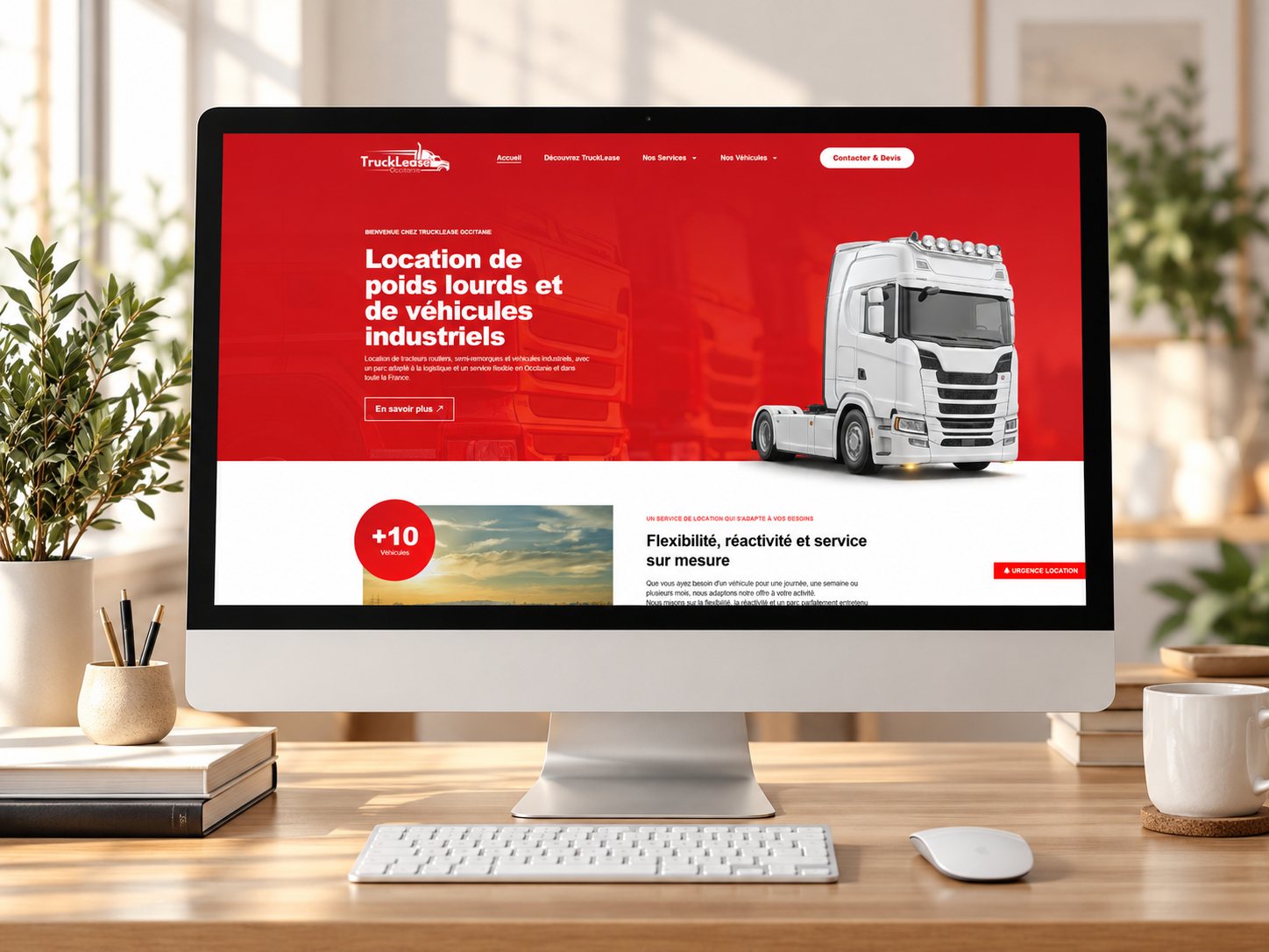 Mockup du site TruckLease Occitanie (site vitrine professionnel) réalisé par La Com du Ponant